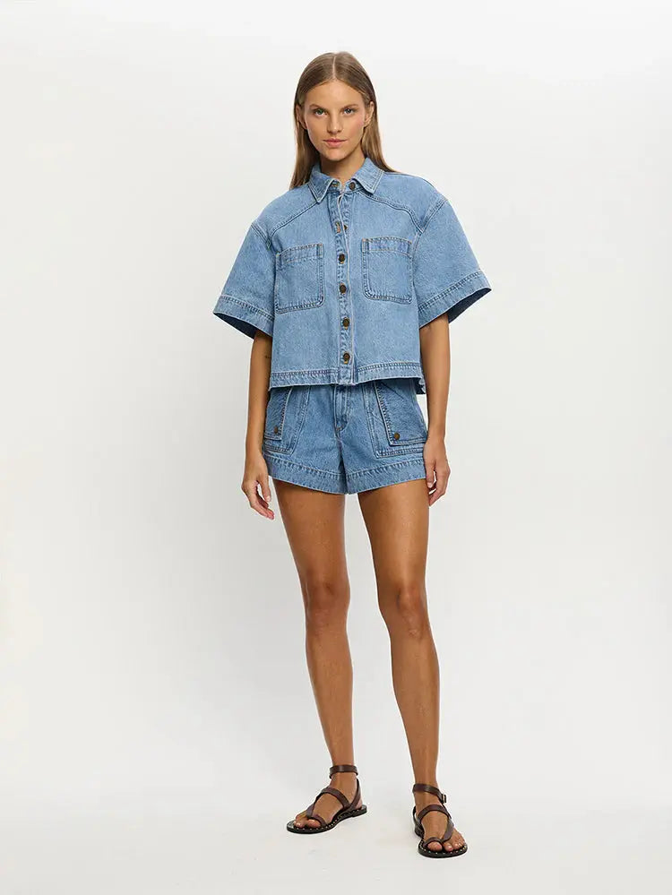 Hester Denim Shirt in Stonewash Blue Kivari