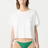 Bassike boxy tee green stitching at cloth lifestyle boutique