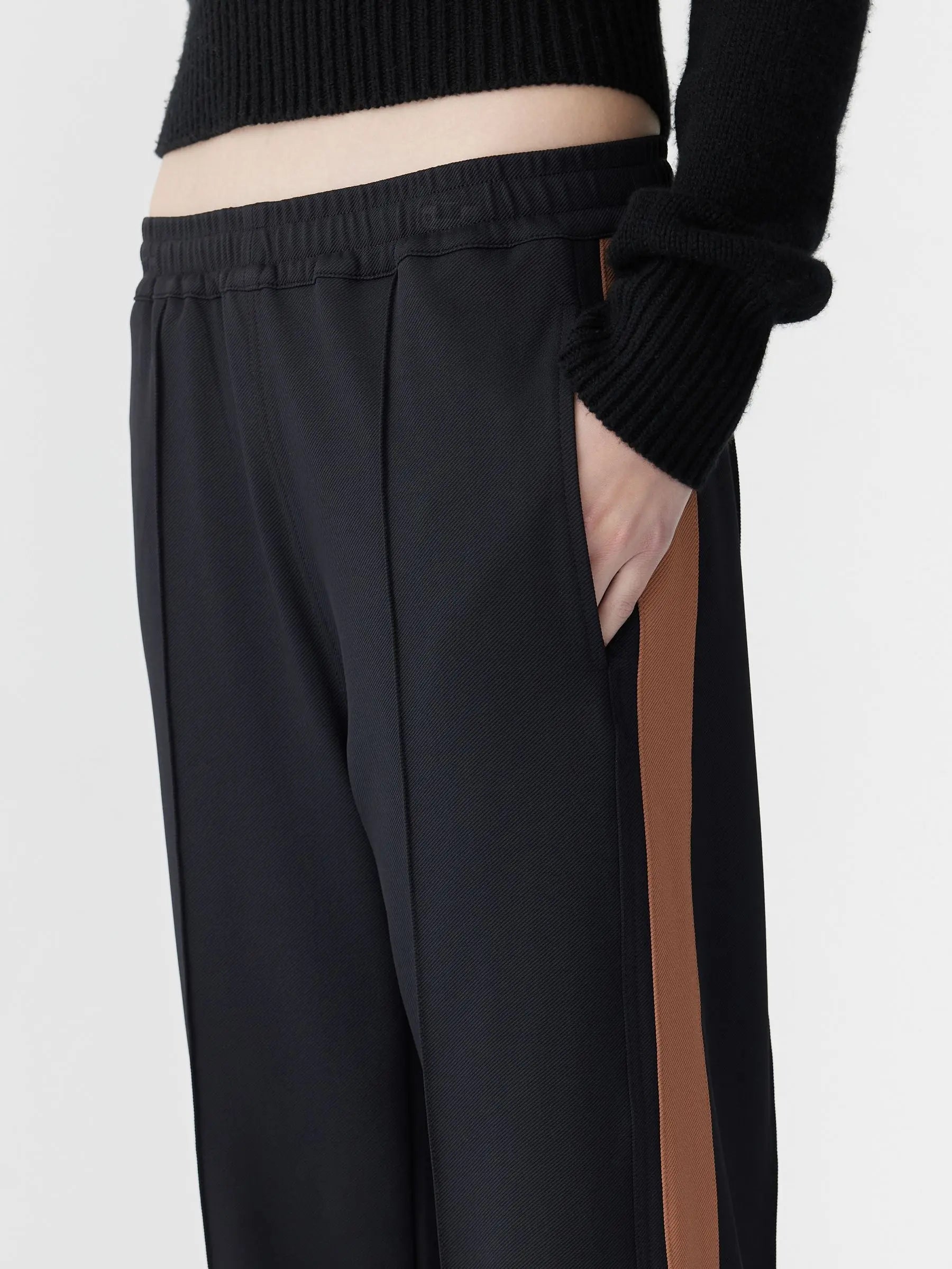 Twill Striped Detail Pant in Black and Argan Bassike