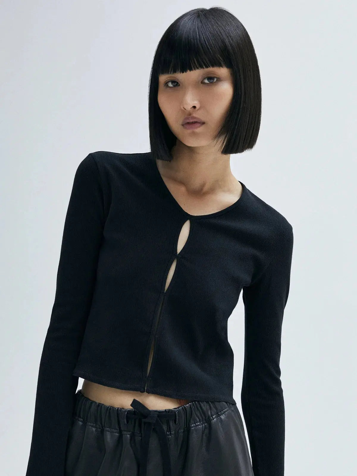 Slim Fit Cutout Detail Rib Top Bassike
