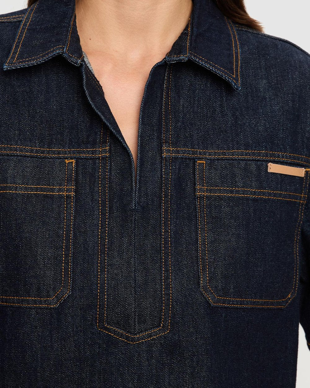 Immy Denim Top in Raw Kivari