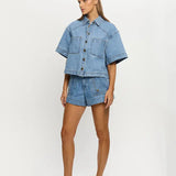 Hester Denim Shirt in Stonewash Blue Kivari