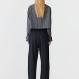 Elastic Detail Twill Pant in Black BASSIKE