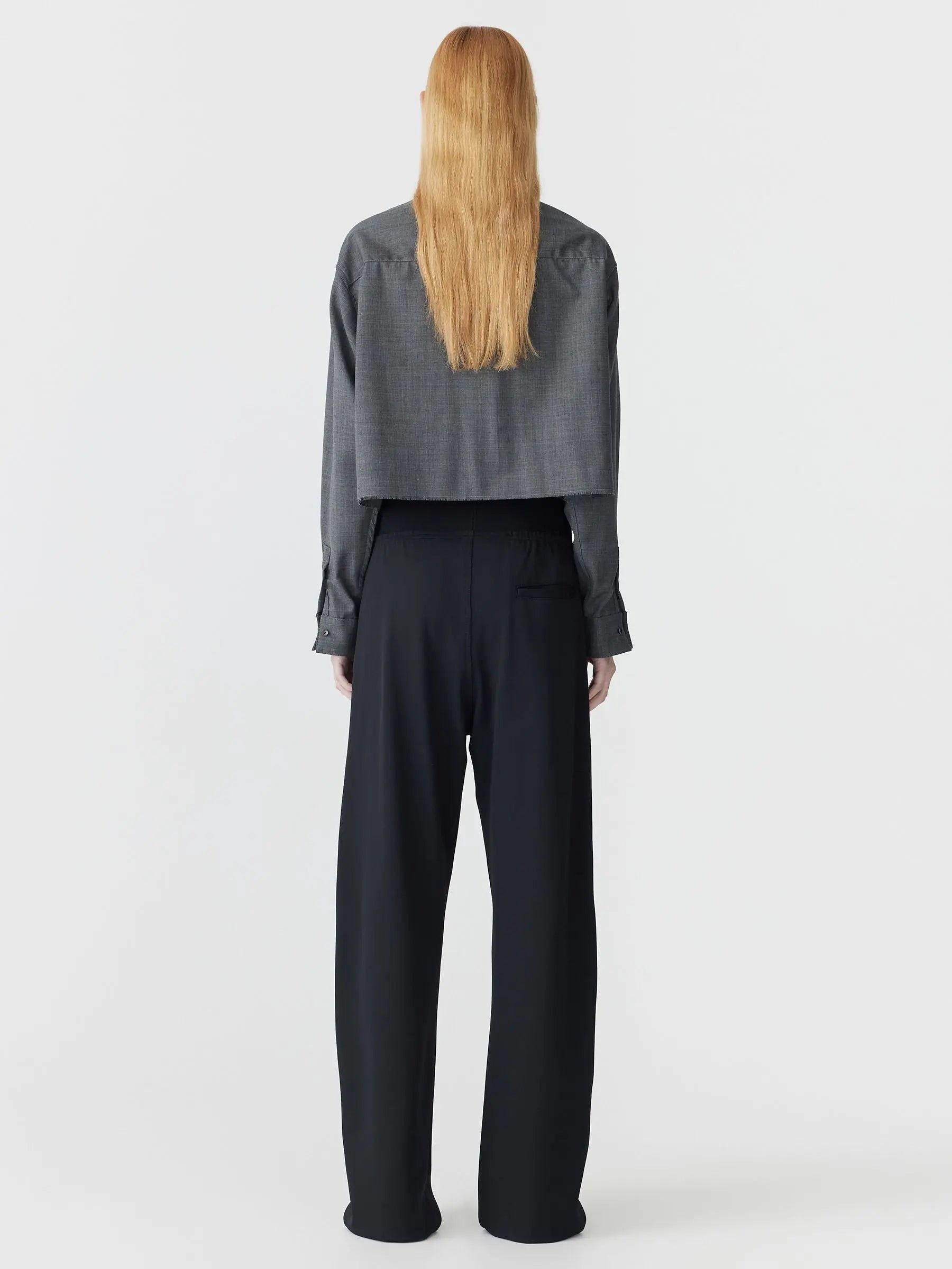 Elastic Detail Twill Pant in Black BASSIKE