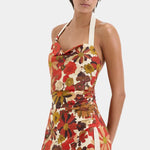 Castella Gathered Midi Dress in Flora Rosso Sir.