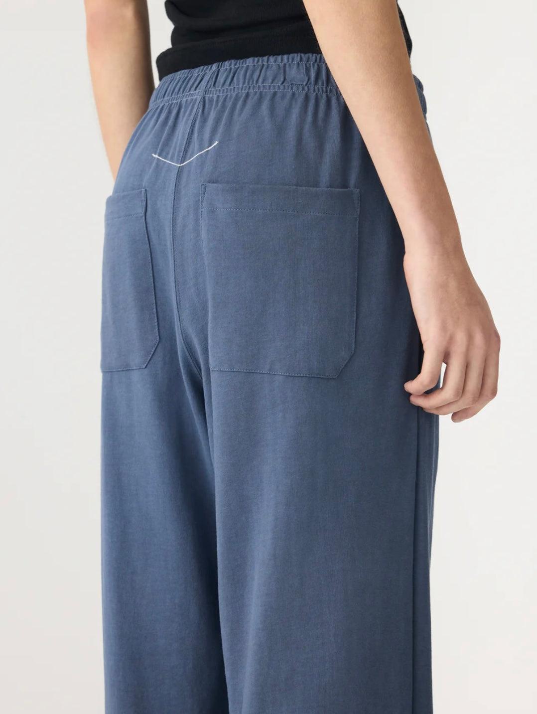Wide leg double jersey pant in Midnight Blue Bassike
