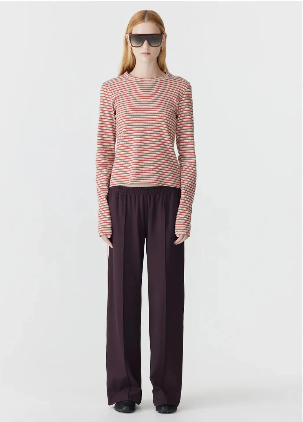 Wide Athletic Tape Pant in Plum Bassike