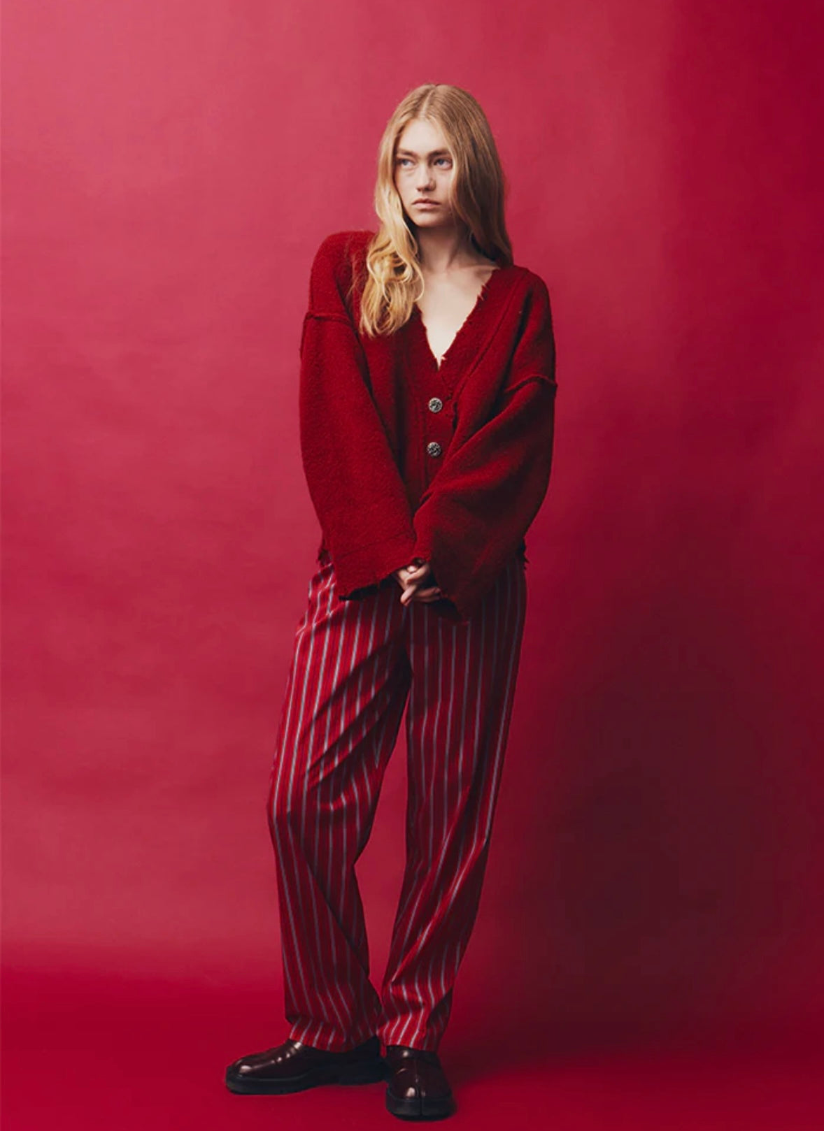 Pepa Cardigan in Burgundy Blanca