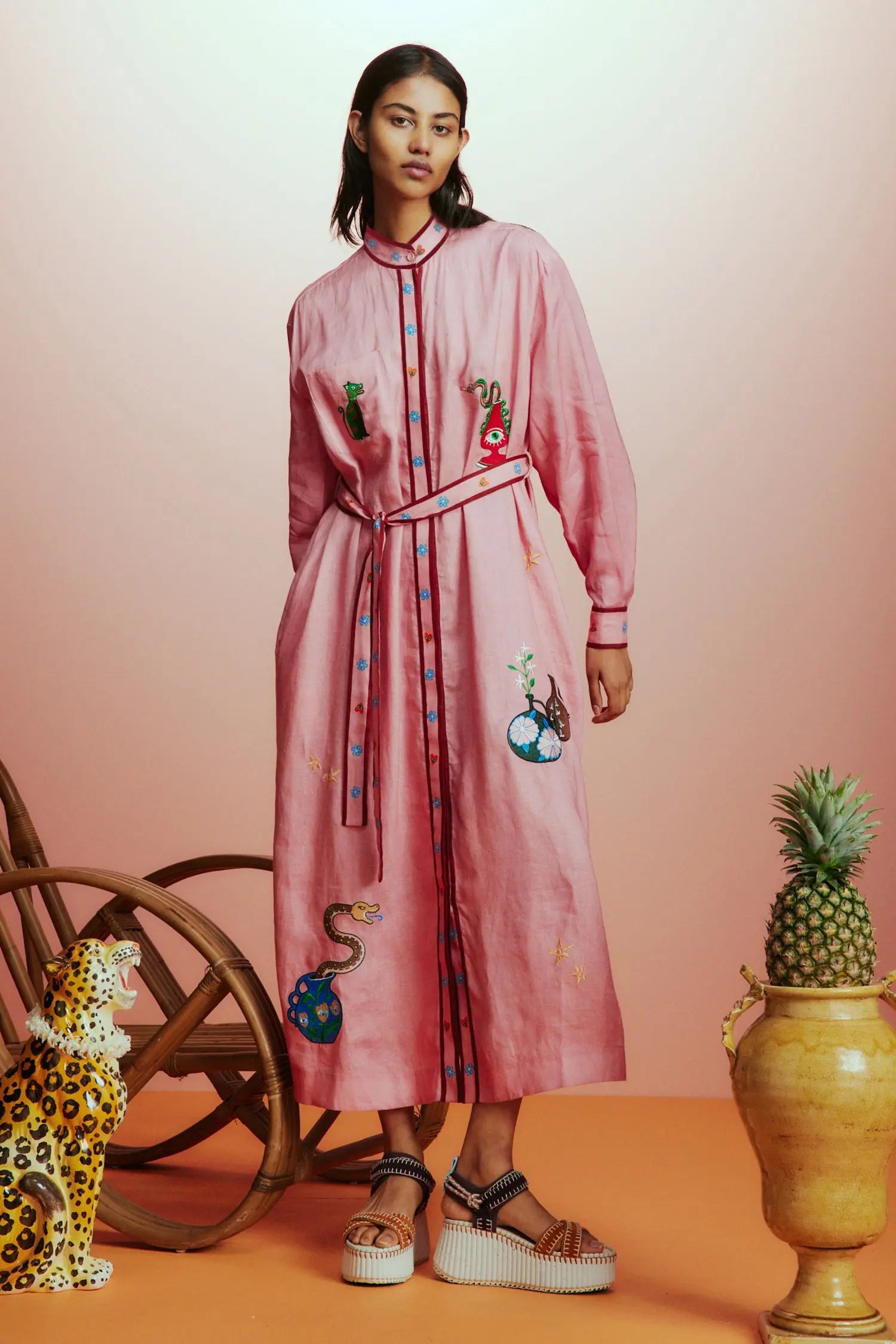 Timmy Embroidered Shirt Dress Alemais