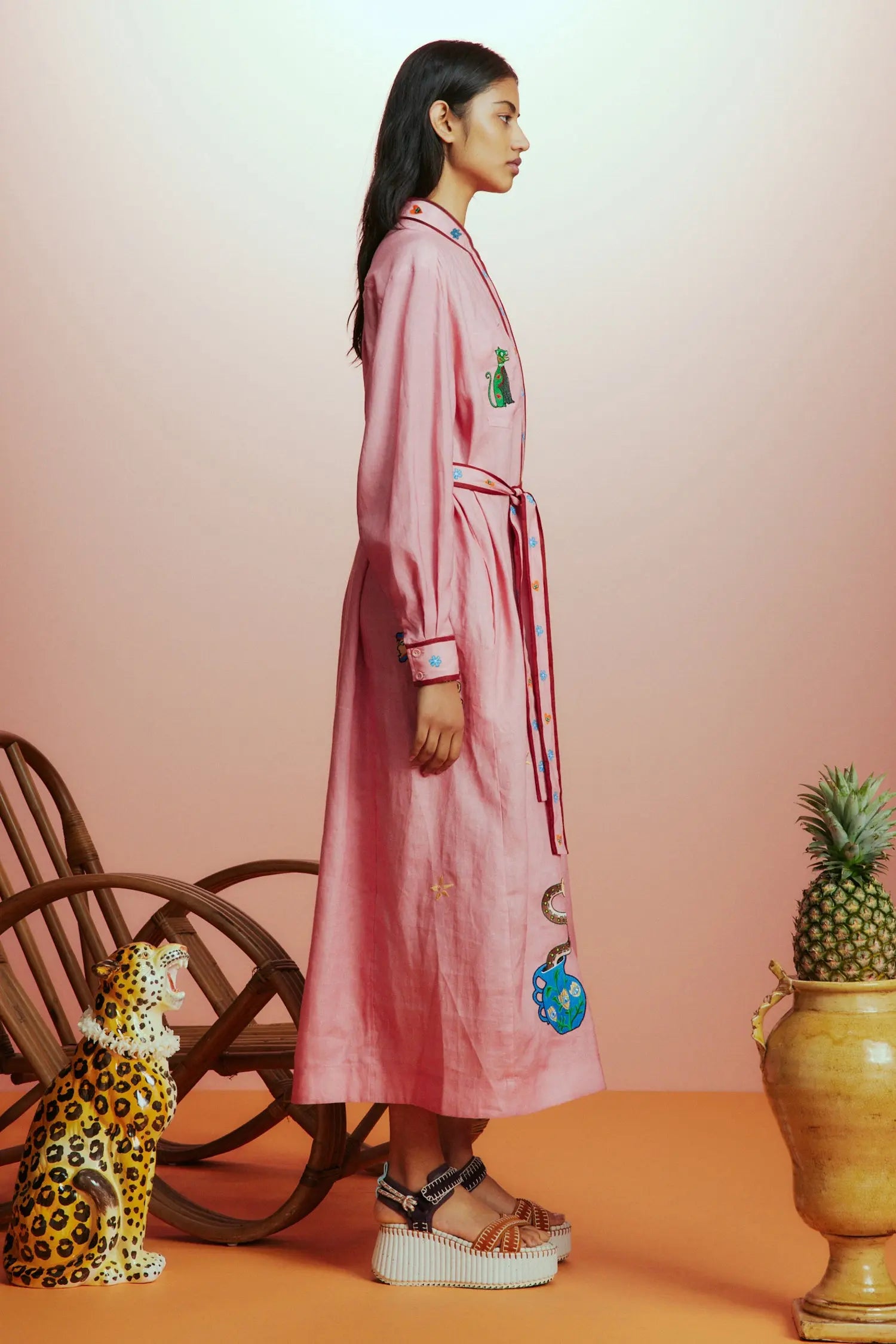 Timmy Embroidered Shirt Dress Alemais