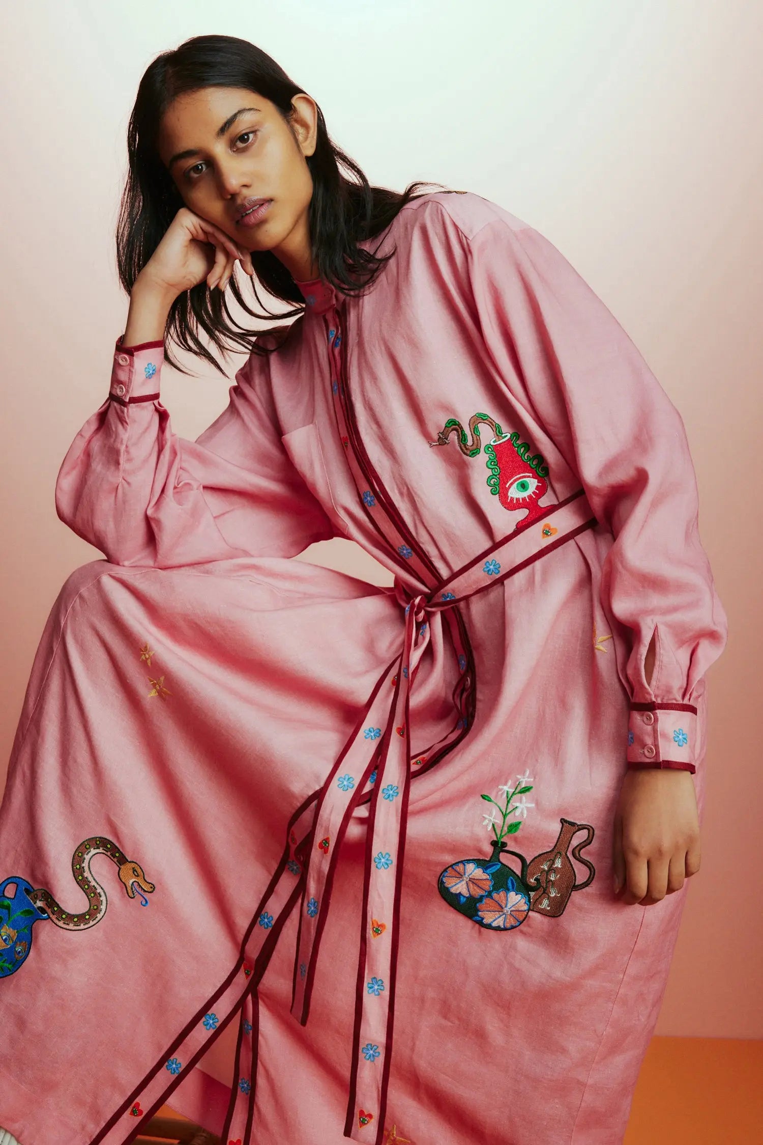 Timmy Embroidered Shirt Dress Alemais