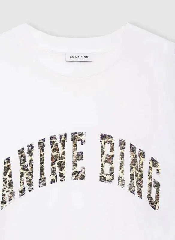 Walker Tee in Ivory and Leopard Anine Bing
