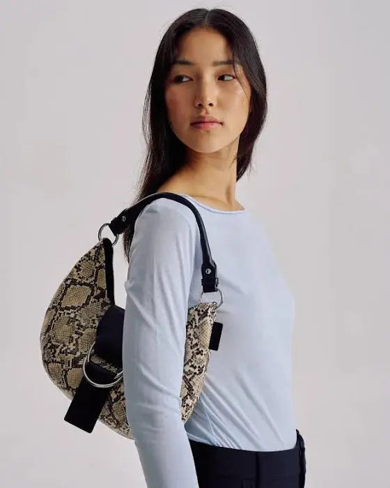 Mischa Baguette Bag in Python Brie Leon