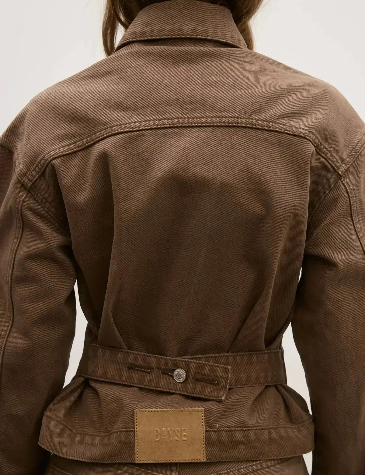 Violet Denim Jacket in Chocolate Bayse Brand