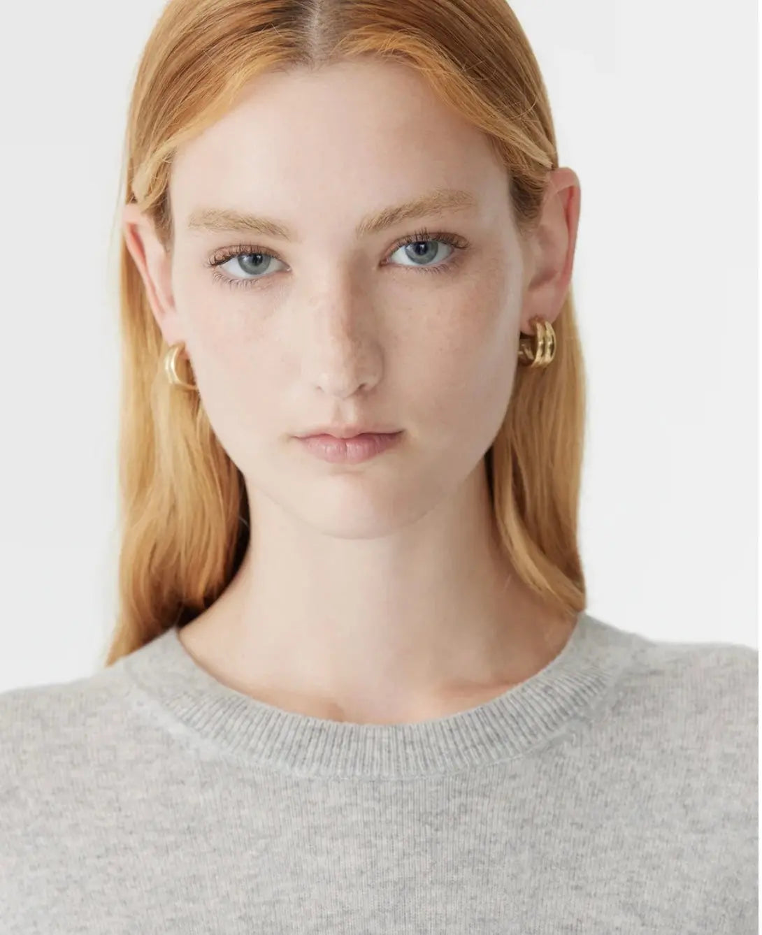 Oversized Crew Neck Knit in Light Grey Marle Bassike
