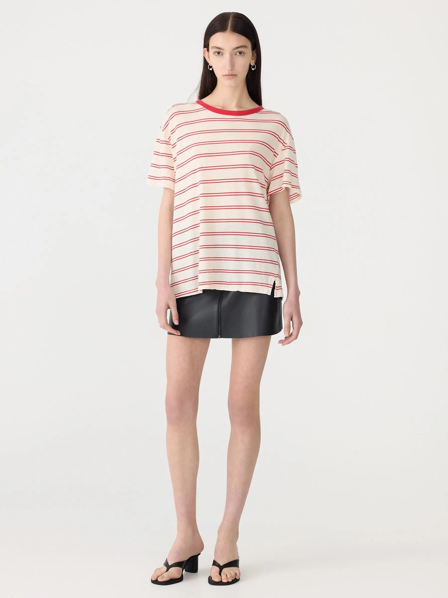 Stripe Boyfriend T-Shirt in Red BASSIKE