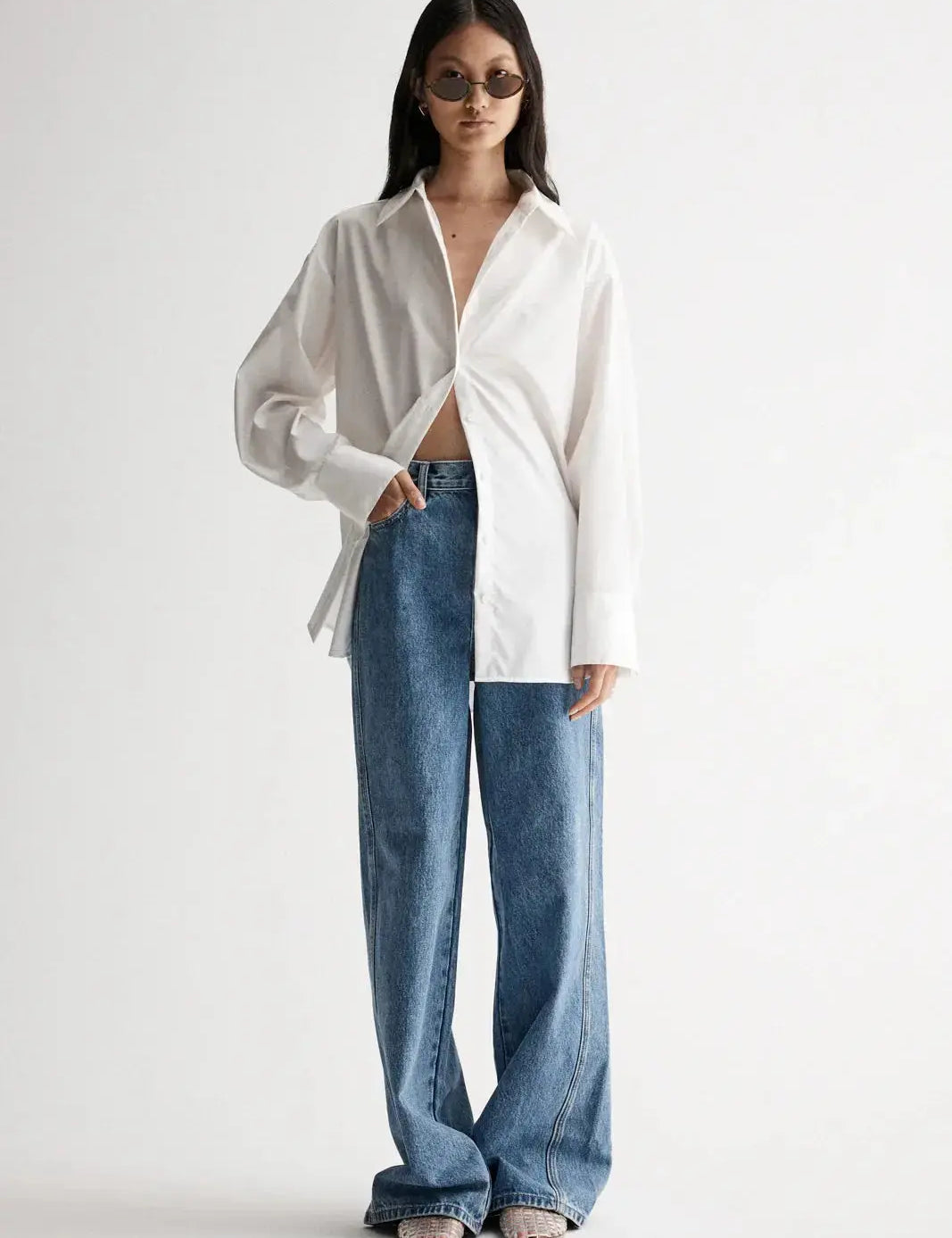 White cotton shirt with collar clothlifestyle boutique