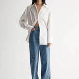 White cotton shirt with collar clothlifestyle boutique