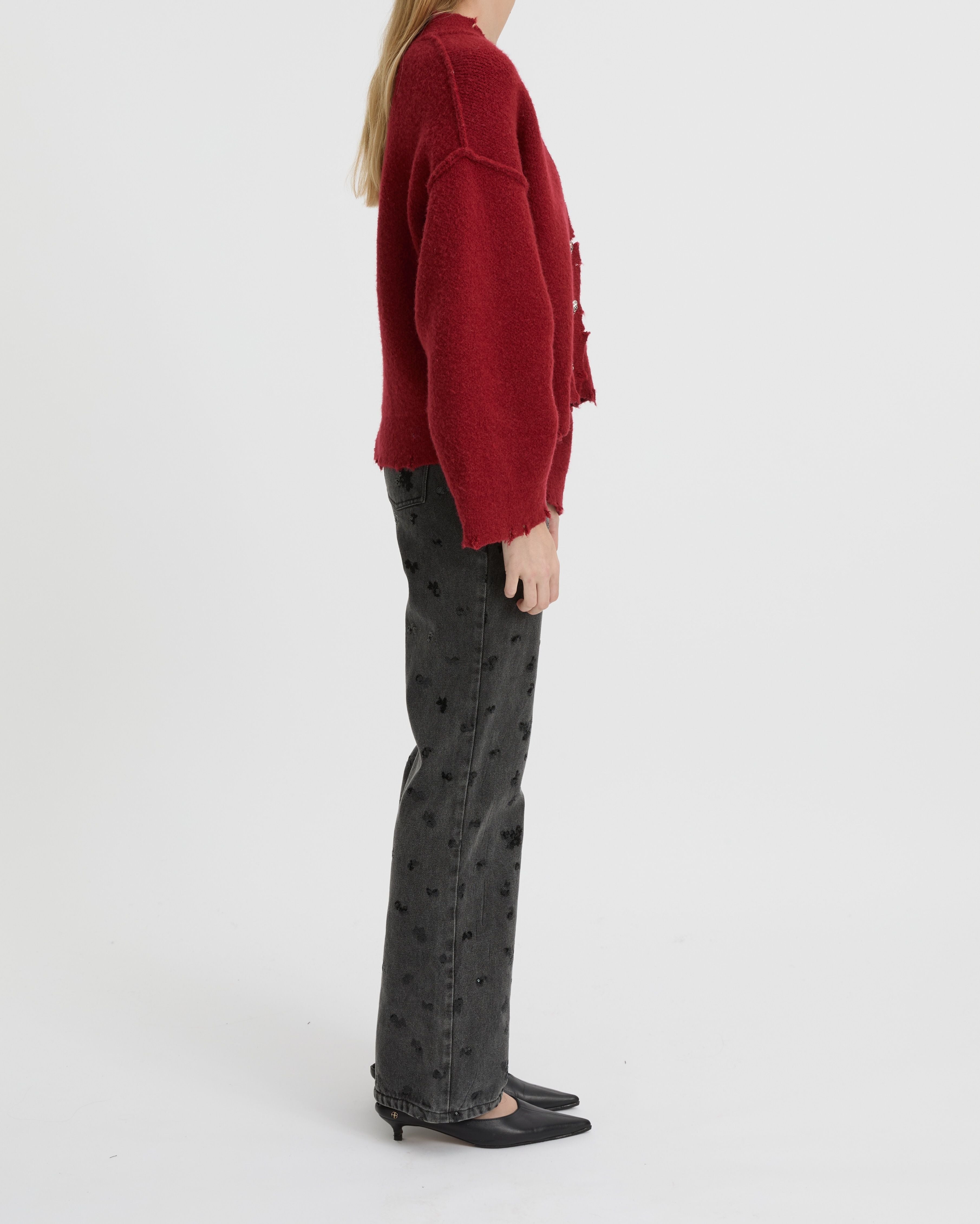 Pepa Cardigan in Burgundy Blanca