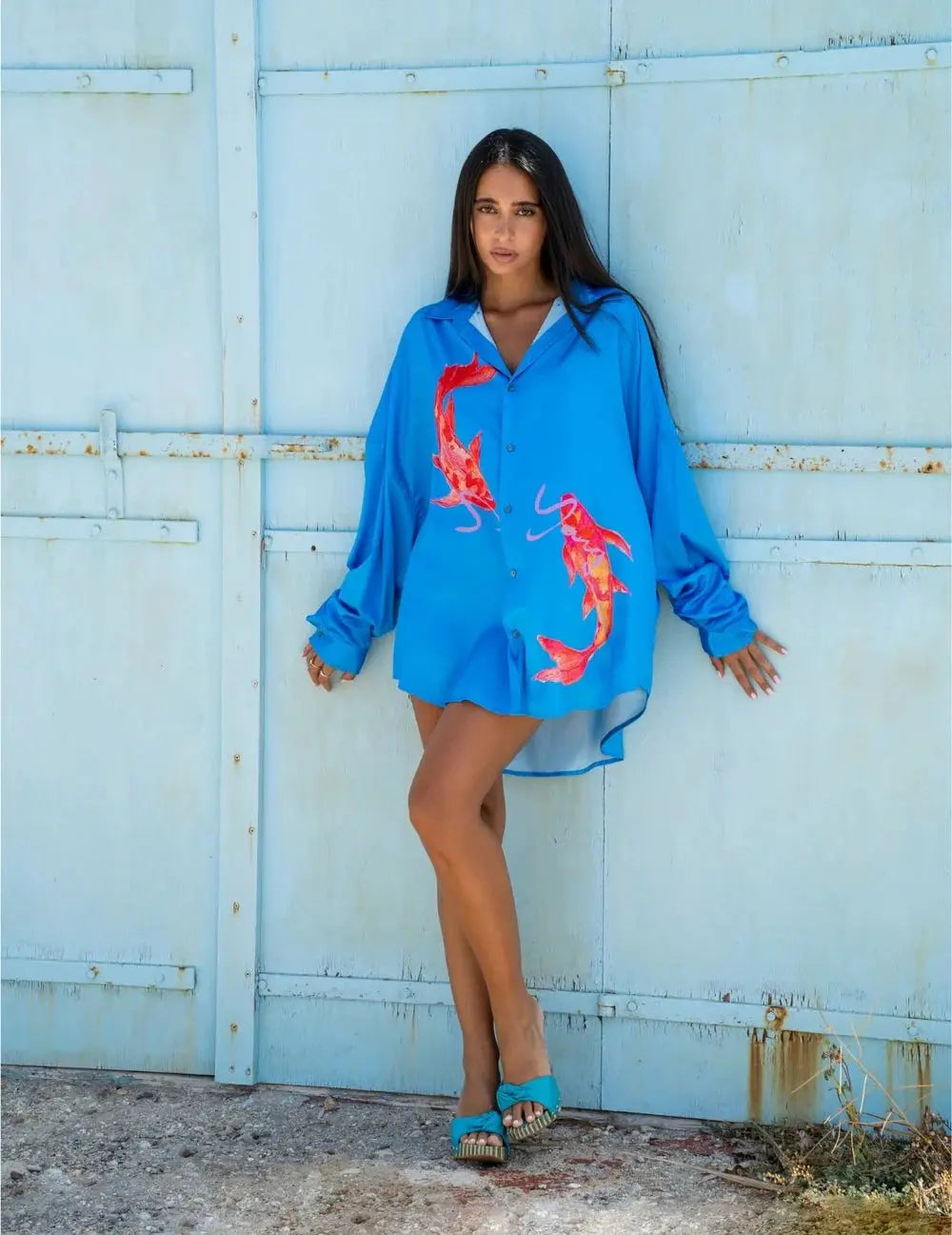 Long Sleeve Oversized Shirt in Blue Summi Summi