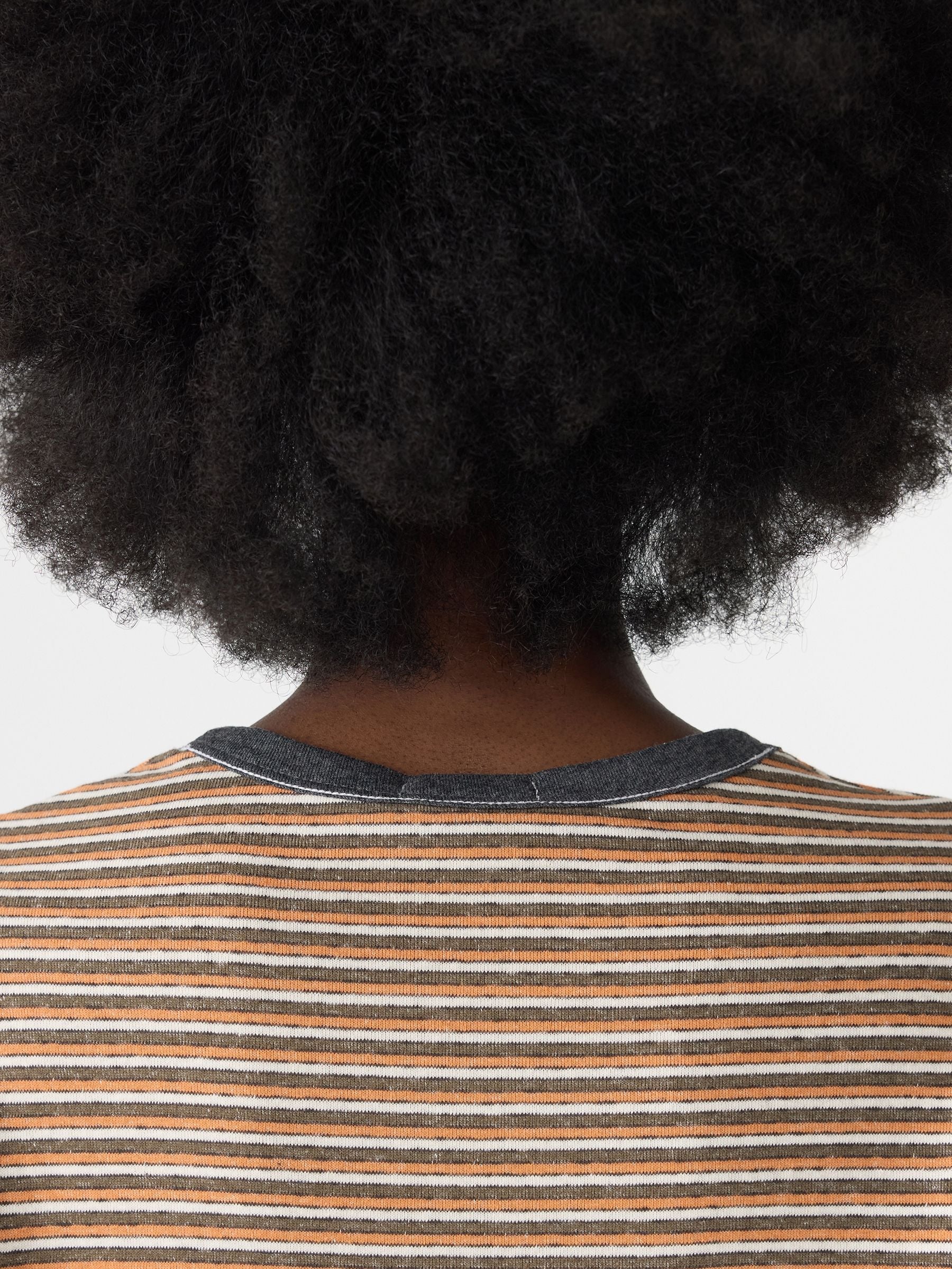Vintage Stripe L/S Heritage T-Shirt in Orange/Charcoal/White Bassike