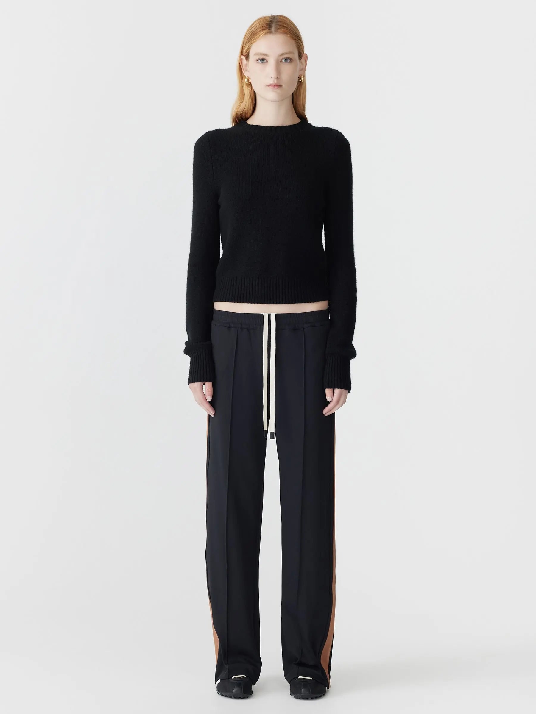Twill Striped Detail Pant in Black and Argan Bassike