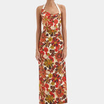 Castella Gathered Midi Dress in Flora Rosso Sir.