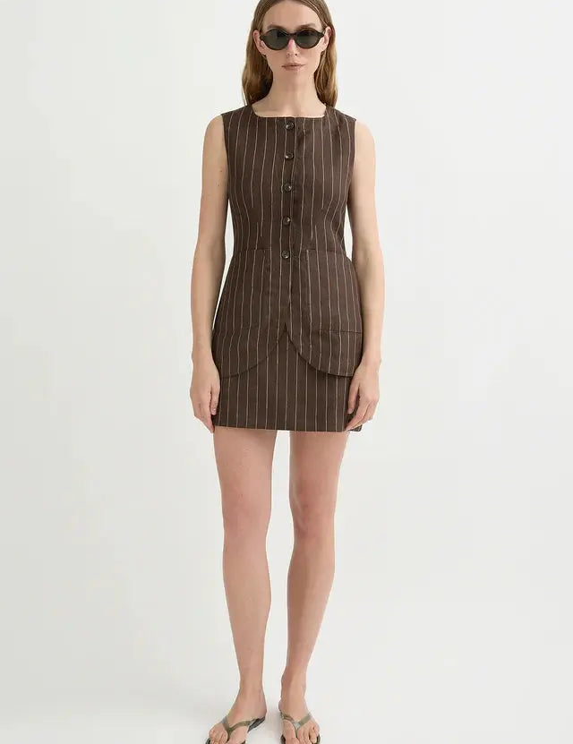 Emma Vest in Chocolate Pinstripe Posse