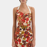 Castella Gathered Midi Dress in Flora Rosso Sir.