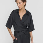 Musical Cupro Wrap shirt  in Black Viktoria + Woods