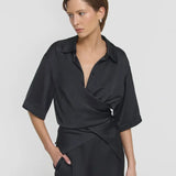 Musical Cupro Wrap shirt in Black Viktoria + Woods