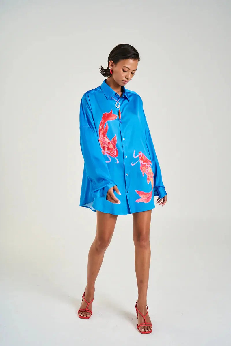 Long Sleeve Oversized Shirt in Blue Summi Summi