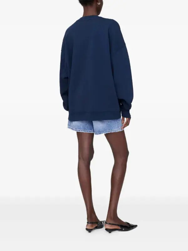 Miles Sweatshirt Framed Monogram in Washed Navy Anine Bing