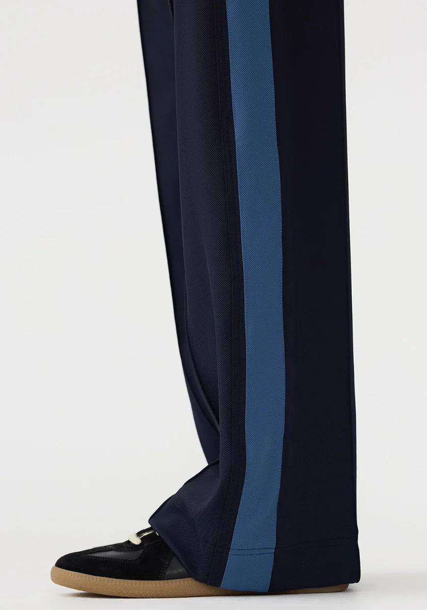 Twill Stripe Detail Pant in Ink and Marine Blue Bassike