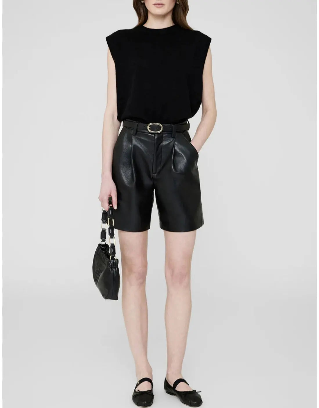Jollie Top in Black Crinkle Anine Bing