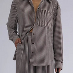 Jamie Shirt Chocolate Stripe Elka Collective