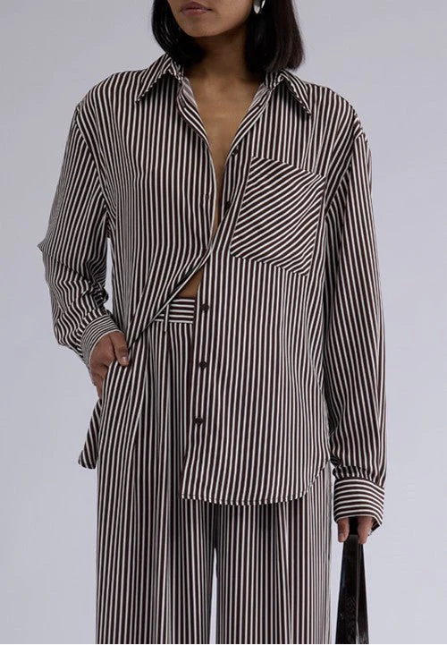 Jamie Shirt Chocolate Stripe Elka Collective