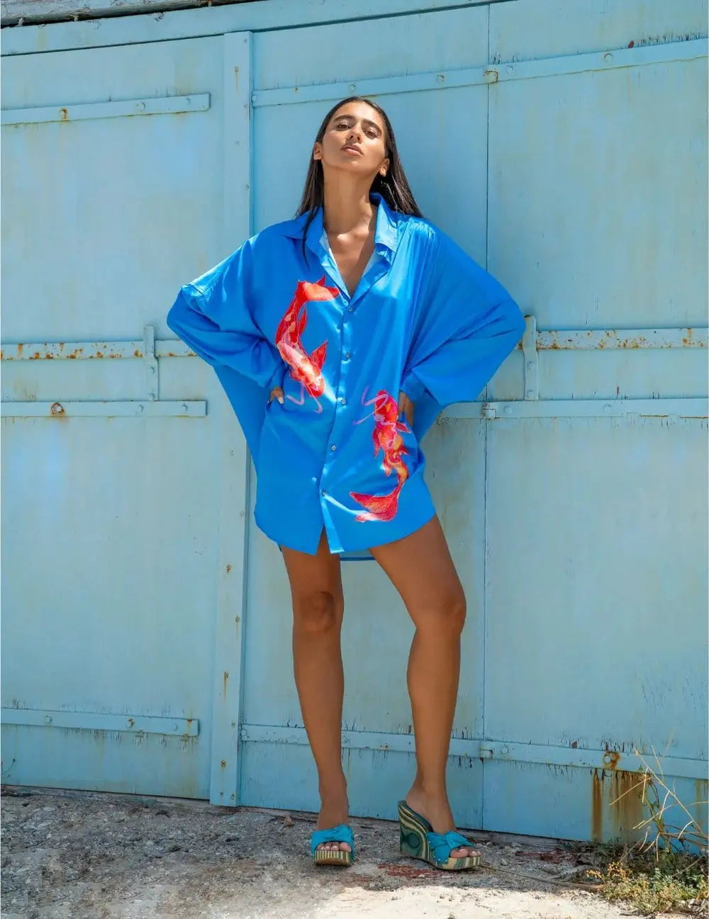 Long Sleeve Oversized Shirt in Blue Summi Summi