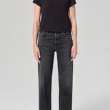 Washed black denim jean mid rise clothlifestyle boutique