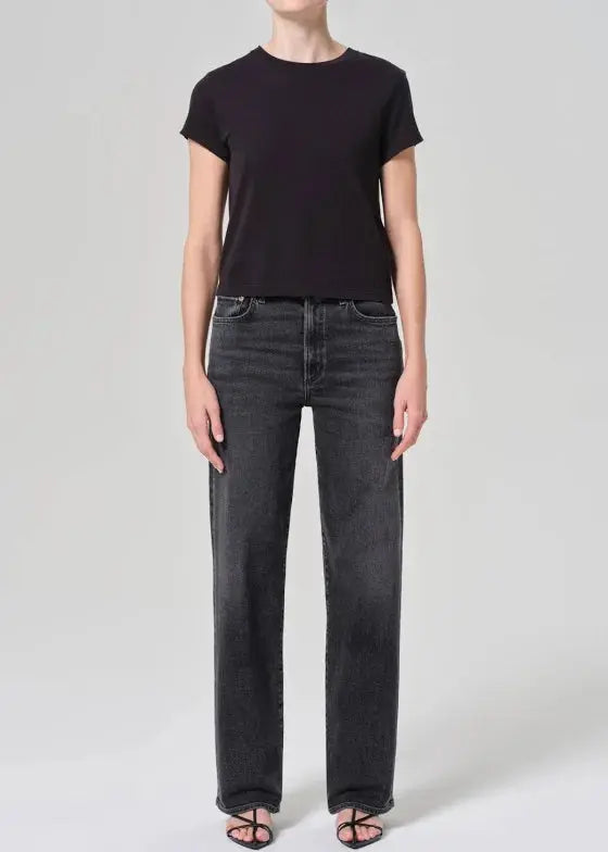 Washed black denim jean mid rise clothlifestyle boutique
