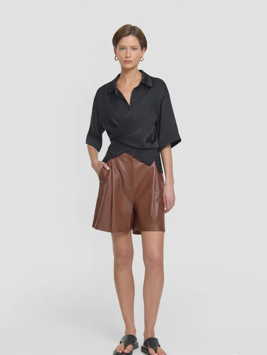 Musical Cupro Wrap shirt in Black Viktoria + Woods