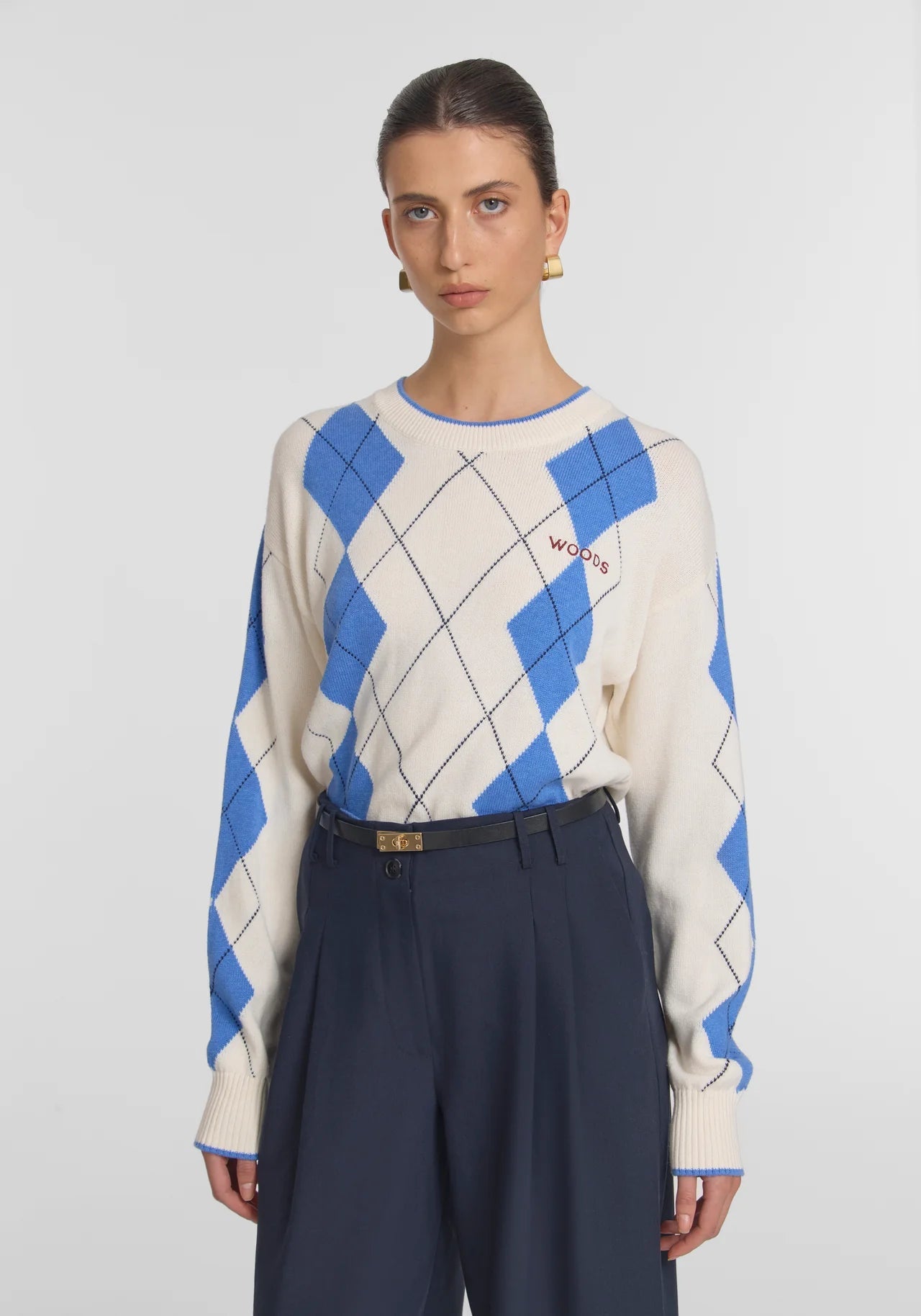 Lucky Knit Sweater in Argyle Print Viktoria + Woods