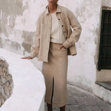 Evie Denim Shirt in Sand Kivari