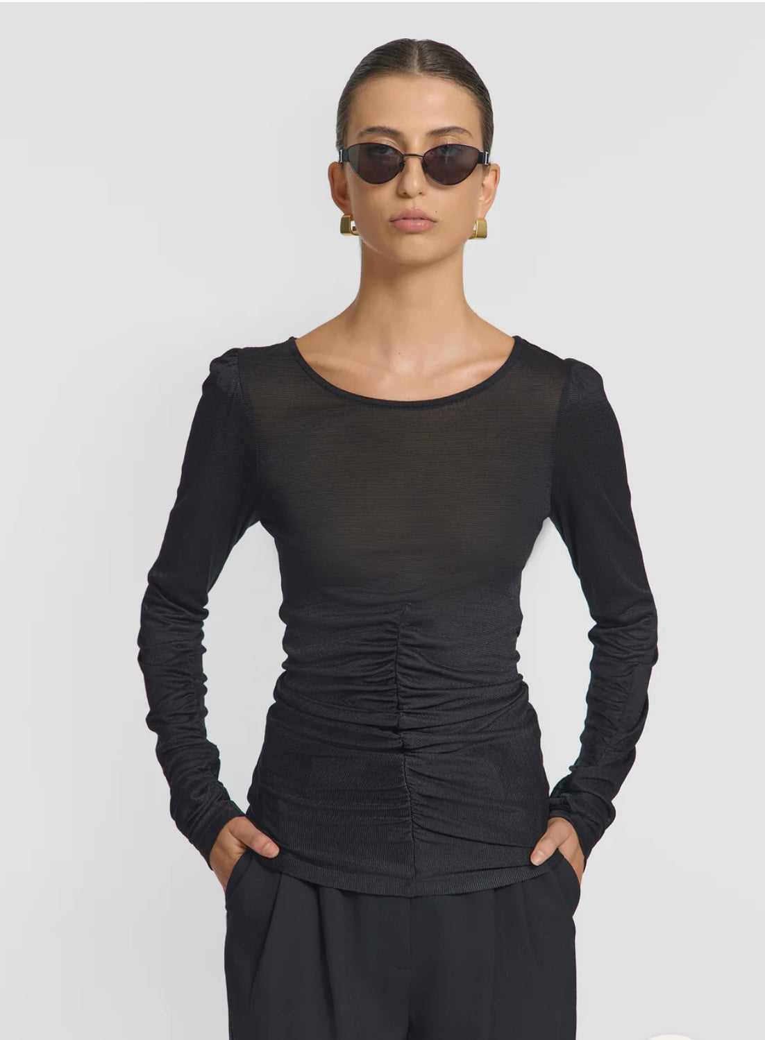 Black boatneck top long sleeve viktoria and woods at clothlifestyle boutique