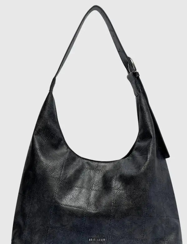 Grey PU tote clothlifestyle boutique with shoulder strap