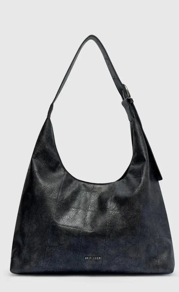 Grey PU tote clothlifestyle boutique with shoulder strap