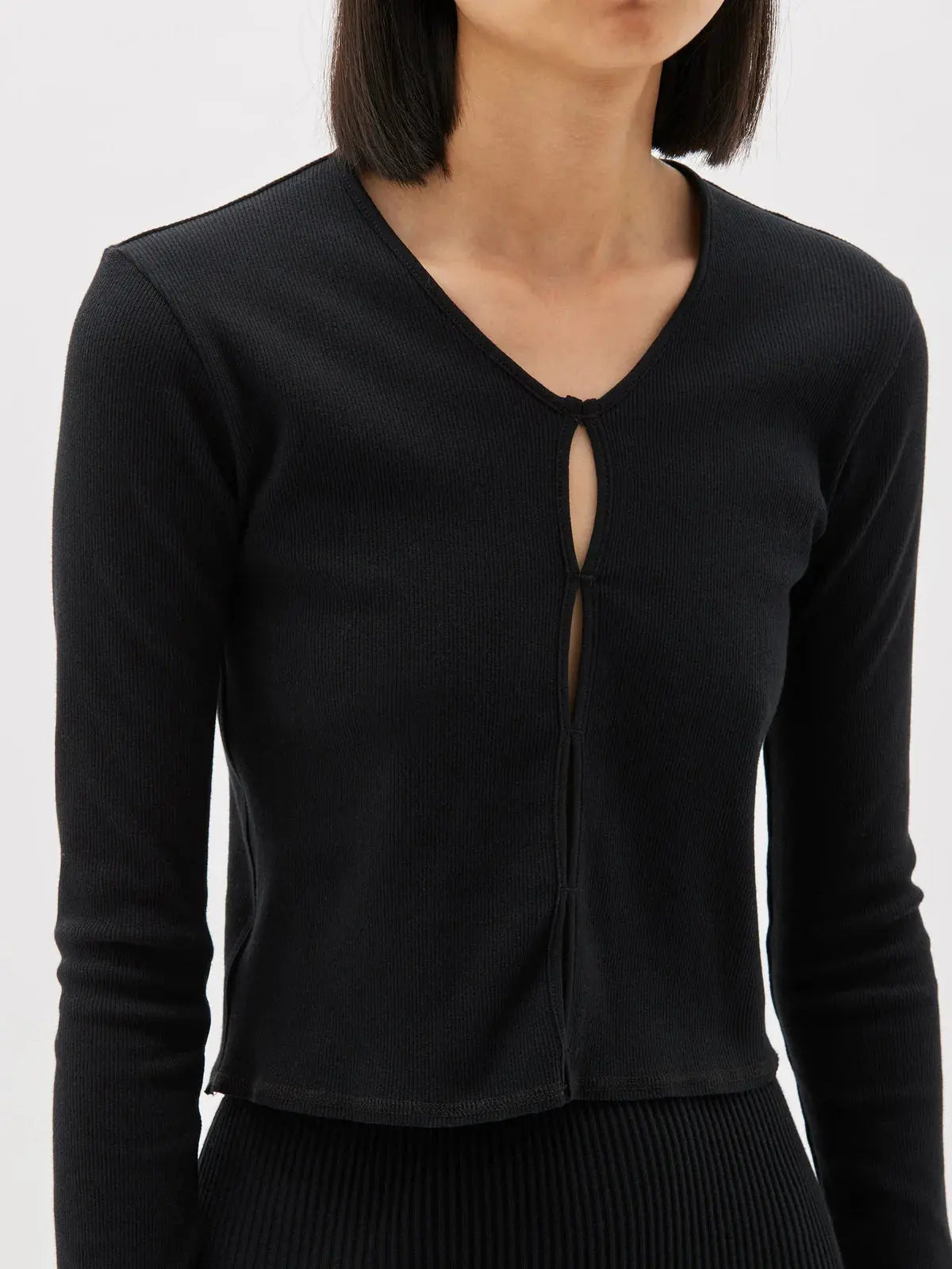 Slim Fit Cutout Detail Rib Top Bassike