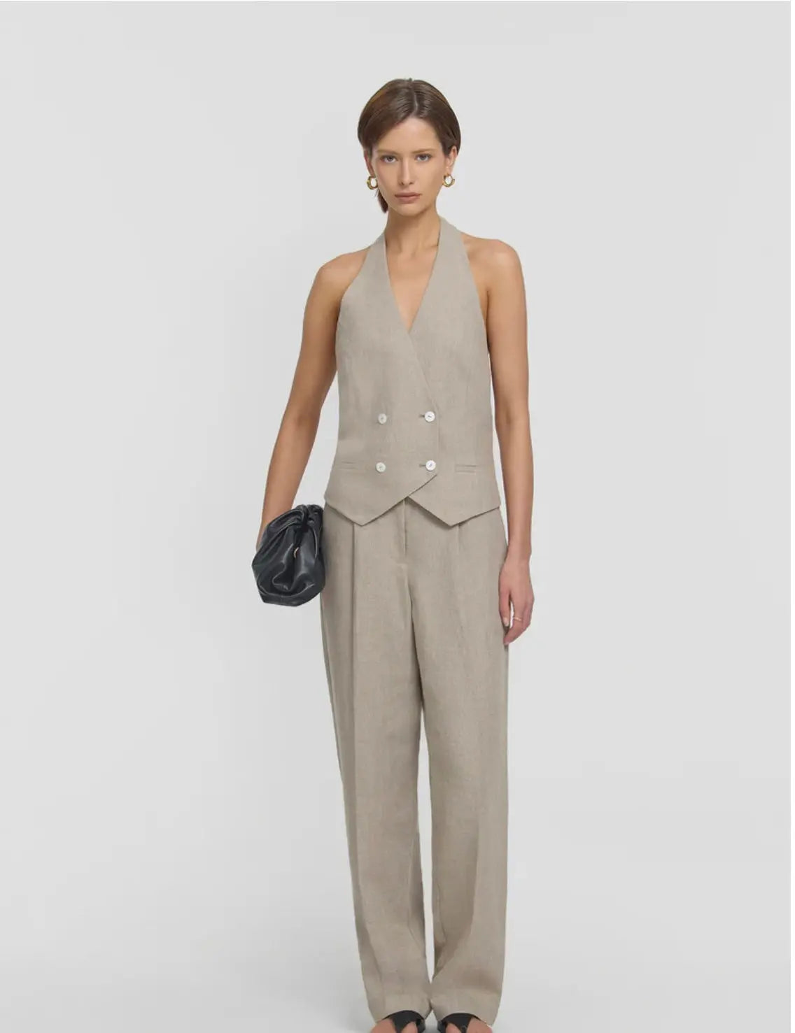 Cadence Vest - Linen Halter Neck Viktoria + Woods