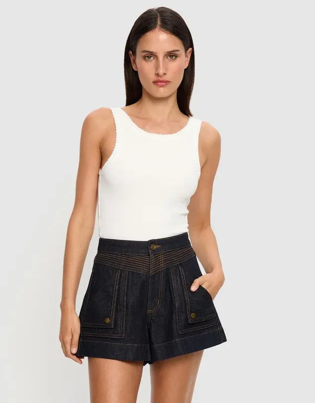Celene Denim Short in Raw Kivari