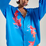 Long Sleeve Oversized Shirt in Blue Summi Summi